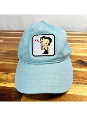 Betty Boop baseball cap light blue, 100% cotton adjustable hat buckle back
